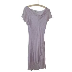 Vintage Size 14 Jaclyn Smith Y2K Fairy 100% Silk Lavender Midi Length Dress